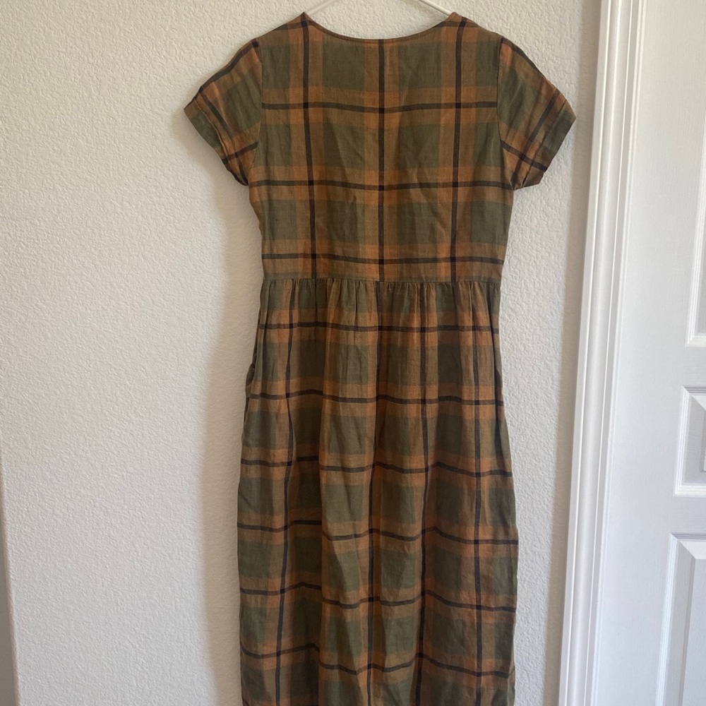 The cutest boho plaid linen dress - Picture 4 of 5